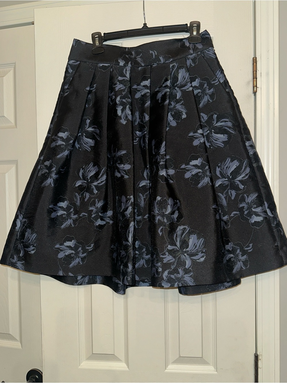 Ann Taylor Black Skirt with Blue Floral Print